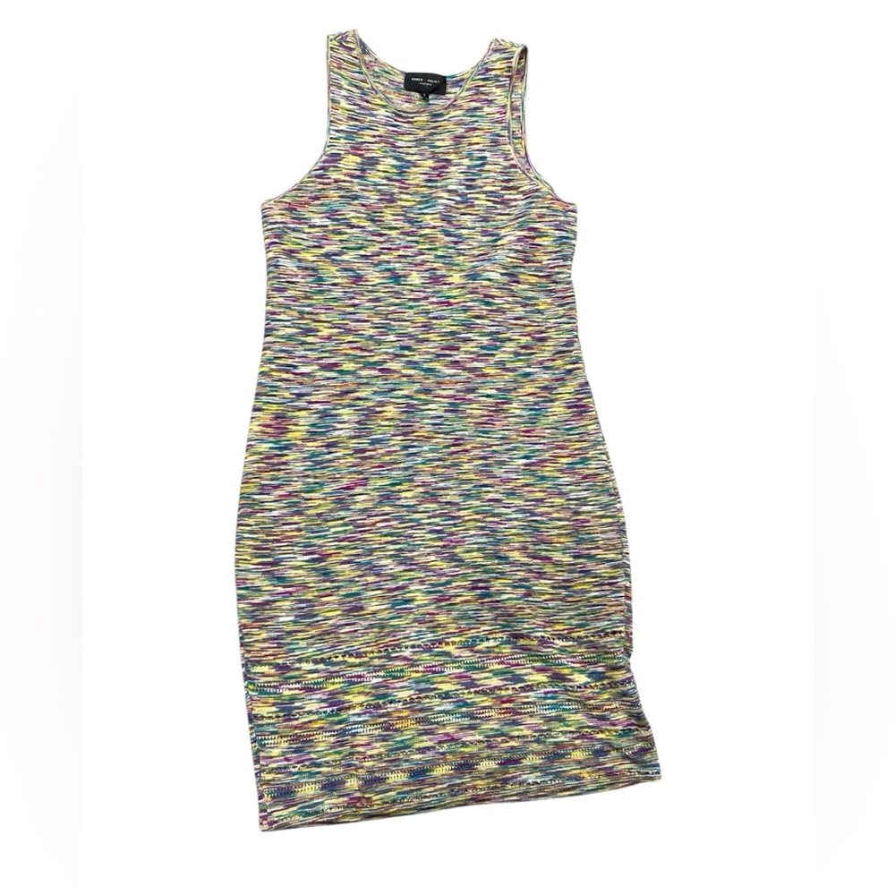 ROMEO & JULIET Womans Rainbow Knit Striped Tank Midi Dress - SMALL 100 % Cotton